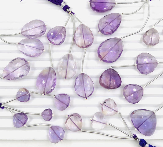 Natural Amethyst and Ametrine Faceted Free Form shape gemstone beads Straight drilled Free Form beads for jewelry making gift for her