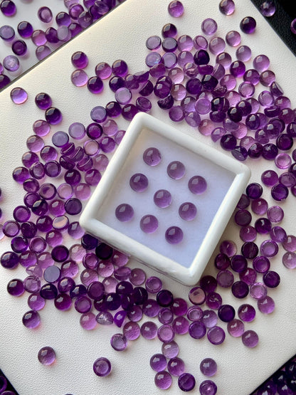 Natural Amethyst Smooth Round Gemstone Cabochon, CALIBRATED Loose Stone Cab, Round Jewelry Making Cabochons Semi Precious Cabochon for ring