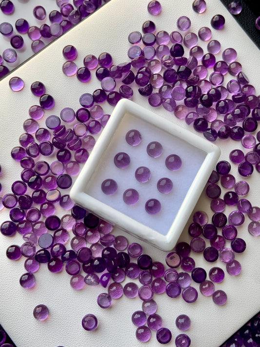 Natural Amethyst Smooth Round Gemstone Cabochon, CALIBRATED Loose Stone Cab, Round Jewelry Making Cabochons Semi Precious Cabochon for ring