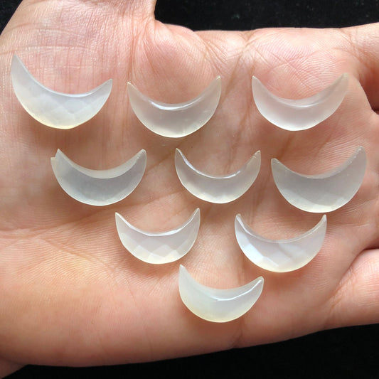 2 Pieces Natural white moonstone Faceted Crescent Moon Shape gemstone, Carving Gemstone, Hand Carved briolette moon gemstone jewelry 7x18mm