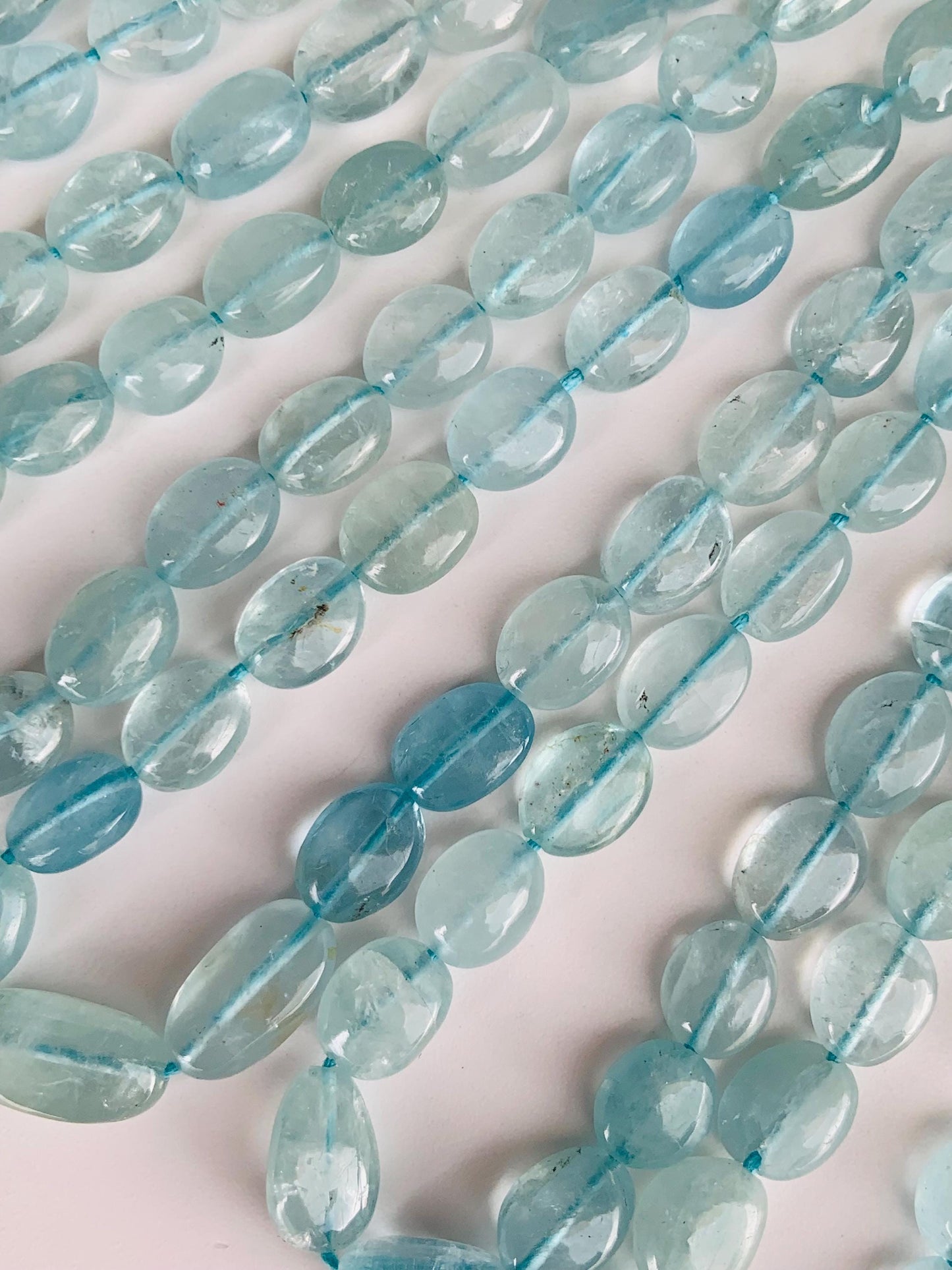 Natural Aquamarine Smooth Oval Nugget Beads Uneven Freeform Gemstone