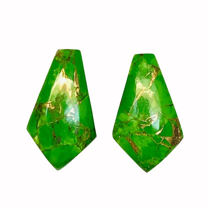 1 Pair Green Copper Turquoise Smooth Kite Shape Gemstone, Size 10X18mm, Matching Pair Briolette, Earring Making Gemstone , SKU - BBI988