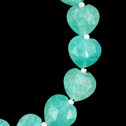 20 pcs Natural Amazonite Carved Heart Shape Gemstone Briolette Beads | Beads For Jewelry | Wholesale Gemstone Beads BBI325