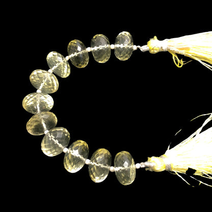 Natural Lemon Quartz Rondelles shape Briolette Beads | 13mm Natural lemon Semi Precious Gemstone Faceted rondelles shape for Jewelry BBI700