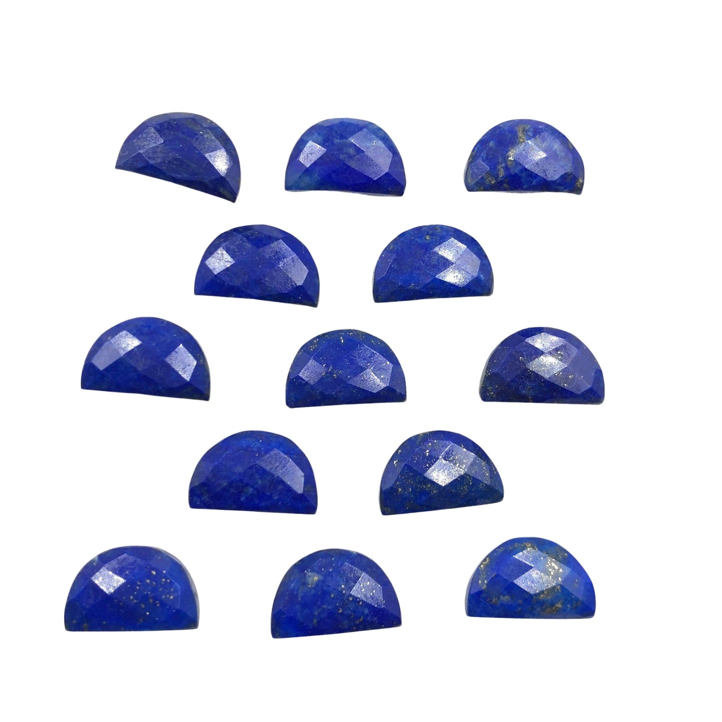 2 Pieces Natural Lapis Lazuli Gemstone, Half Moon D" Shape Gemstone, Size 10mmX16mm, Earring Components, Faceted Half Moon Stone, SKU-BBI199