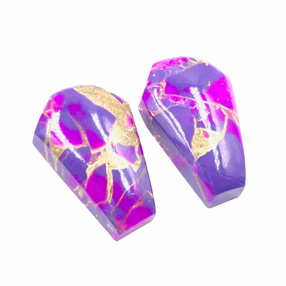 1 Pair Purple Copper Turquoise Smooth Cut Coffin Shape Gemstone, Size 11X18mm, Matching Pair Briolette, Earring Making , SKU - BBI1026
