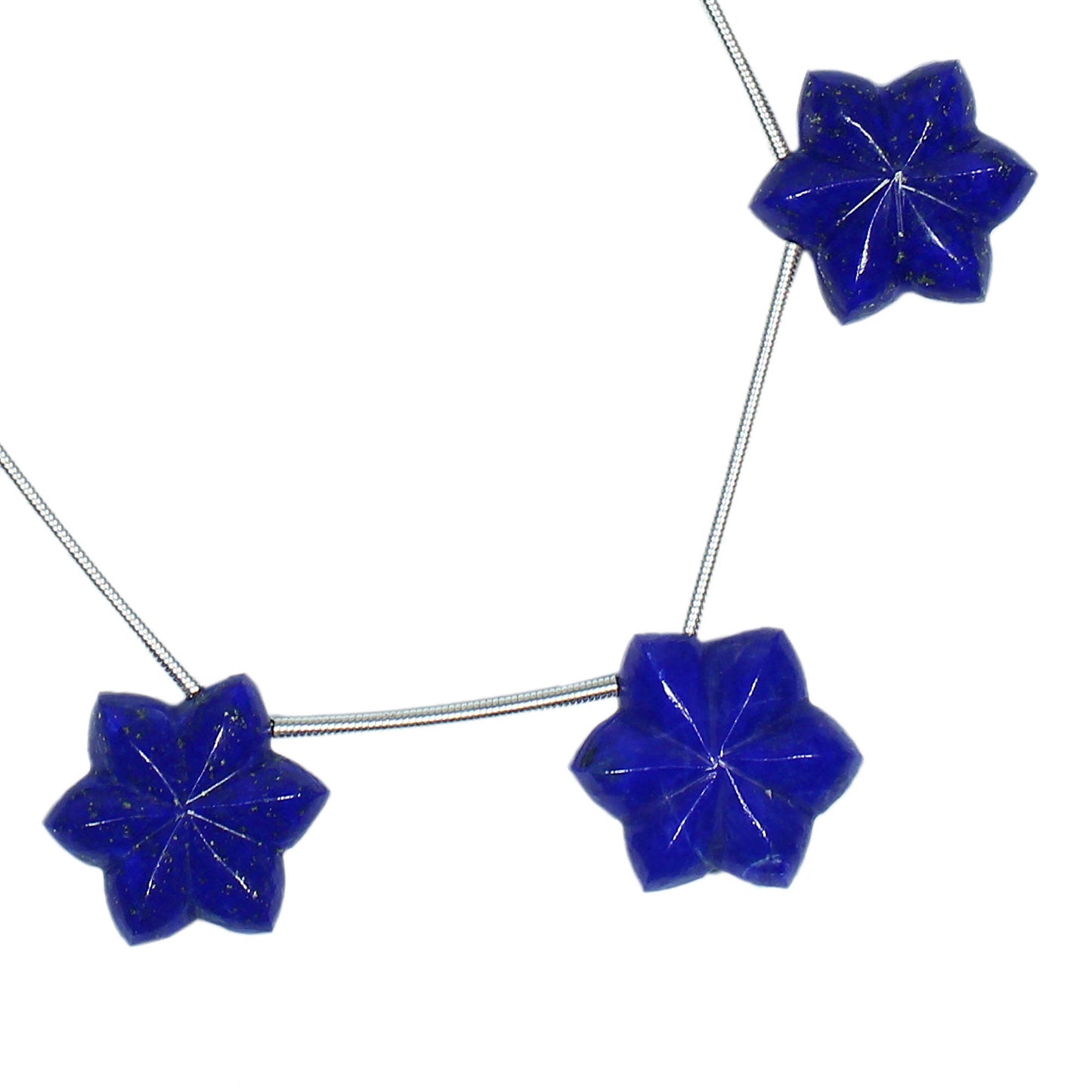 Natural Lapis Lazuli Carved Flower/Star Briolette Beads – Side Drill Gemstones