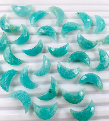 2 Pieces Natural Amazonite gemstone, Crescent moon shape gemstone, carving gemstone, natural gemstone, moon shape gemstone, size 7x16 mm