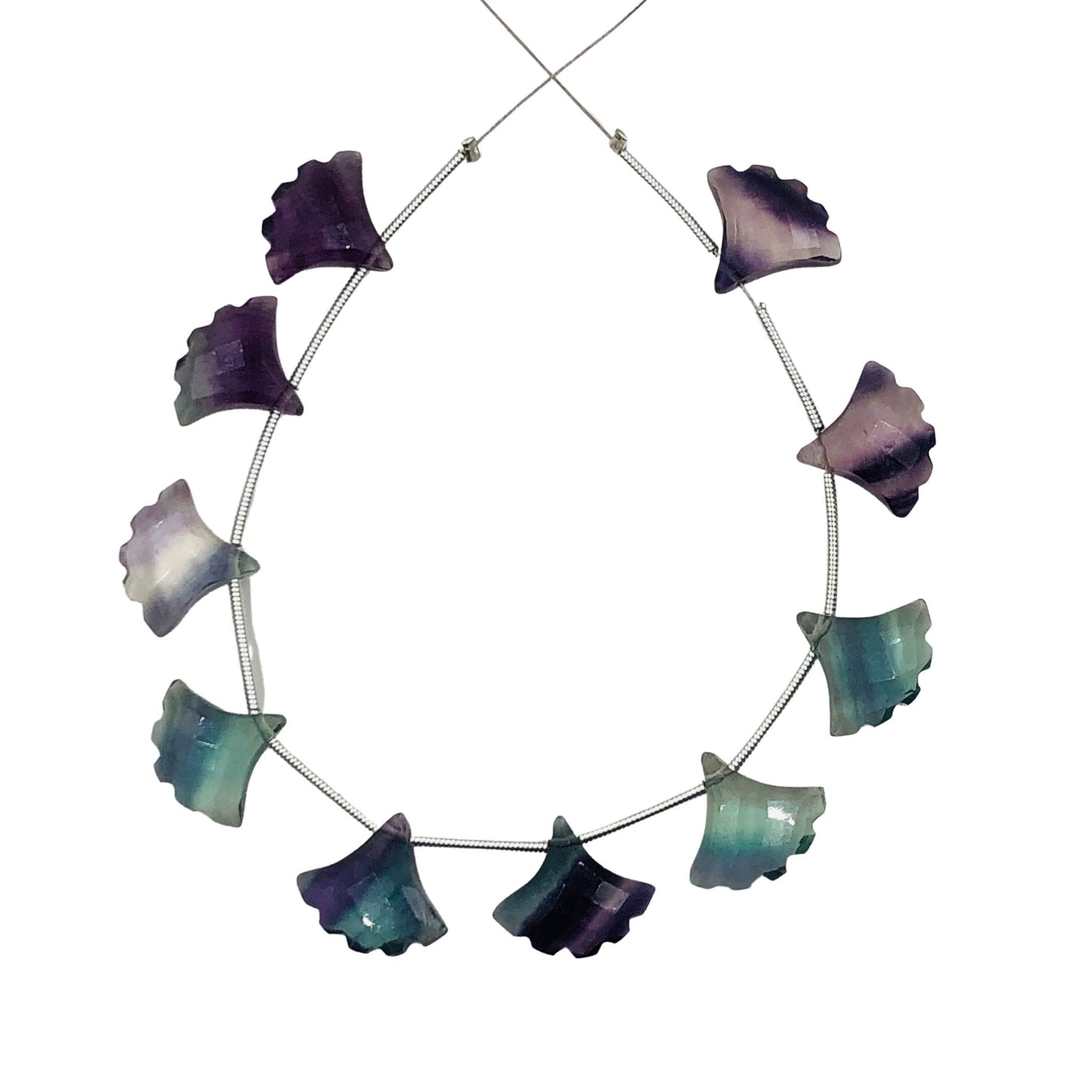 10 Pieces Natural Multi Fluorite Faceted Tree Shape Gemstone, Size 13x15mm, Hand Carved Fancy Shape Briolette, Jewelry Making, SKU-BBI705