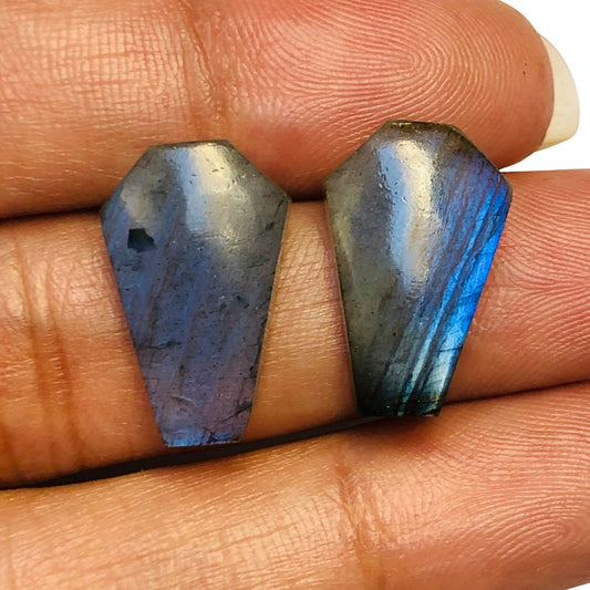 1 Pair Natural Labradorite Smooth Cut Coffin Shape Gemstone, Size 11X18mm, Matching Pair Briolette, Earring Making gemstone, SKU - BBI994
