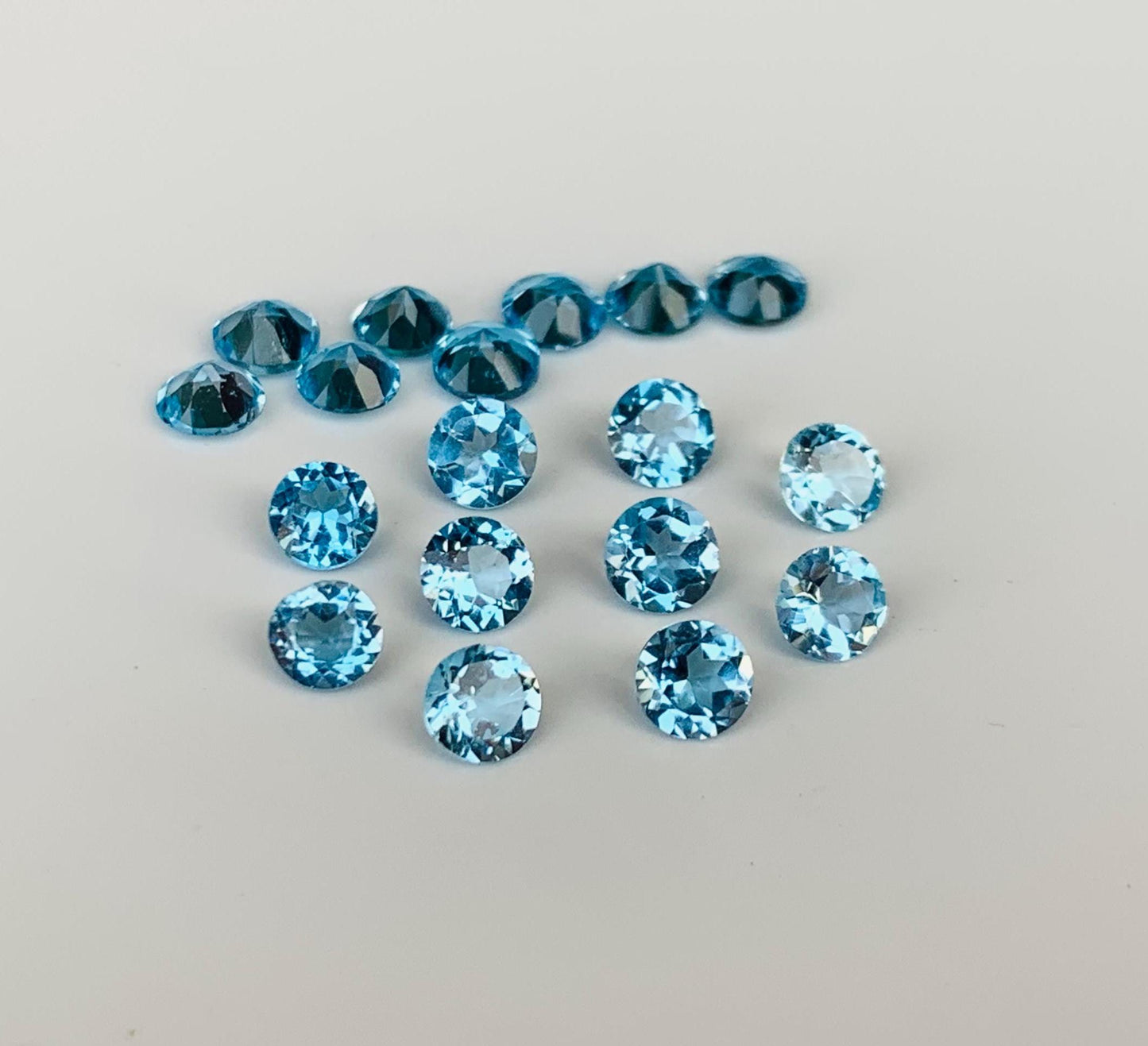 Natural Swiss Blue Topaz Faceted Round Shape Cut Stone CALIBRATED Loose Stone Cut Round Jewelry Making Semi Precious Cut stone for rings