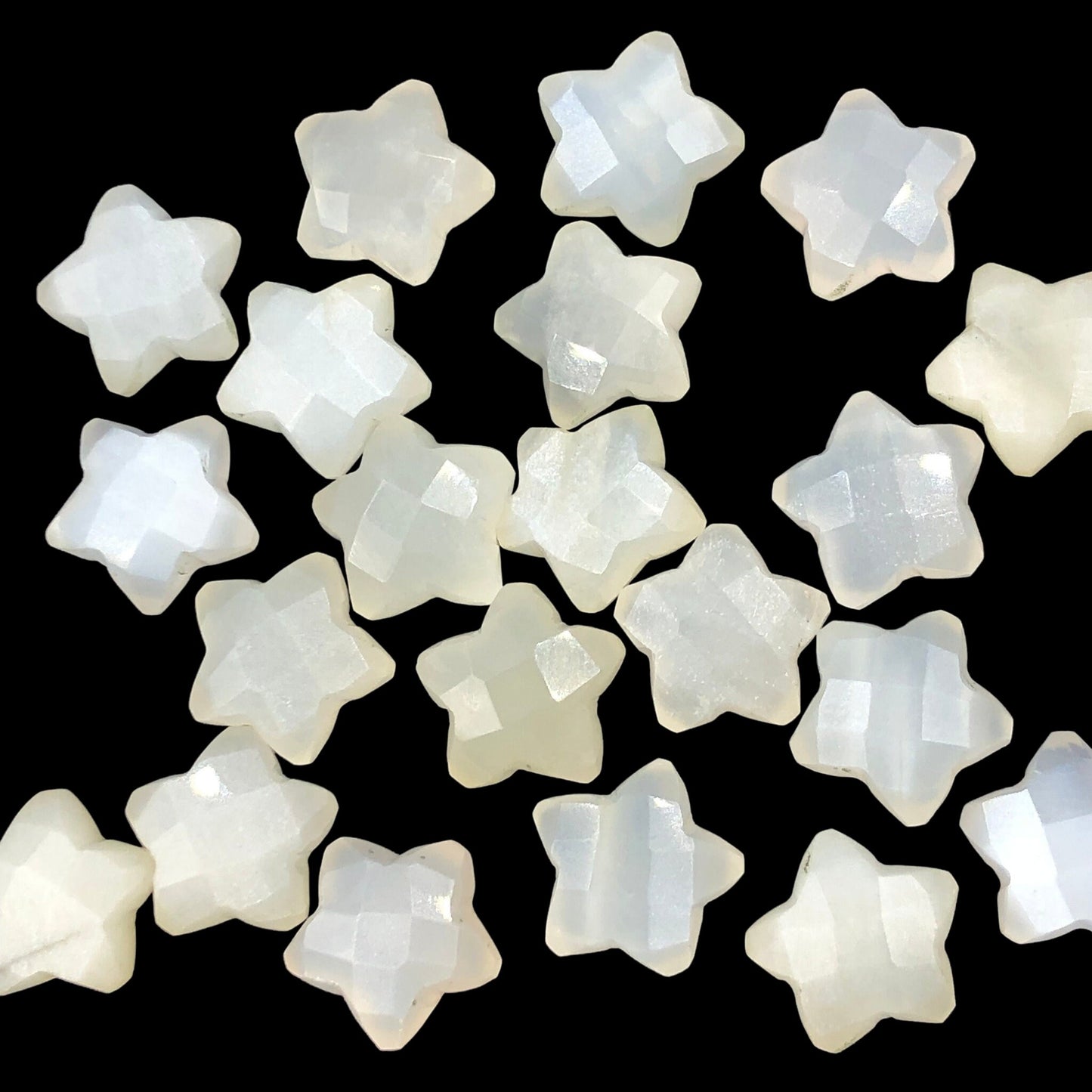 2 Pieces Natural White Moonstone Faceted Star Shape Gemstone, Size 10mm, Hand Carved Briolette Beads, Loose Gemstone For Jewelry, SKU-BBI123
