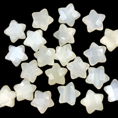 2 Pieces Natural White Moonstone Faceted Star Shape Gemstone, Size 10mm, Hand Carved Briolette Beads, Loose Gemstone For Jewelry, SKU-BBI123