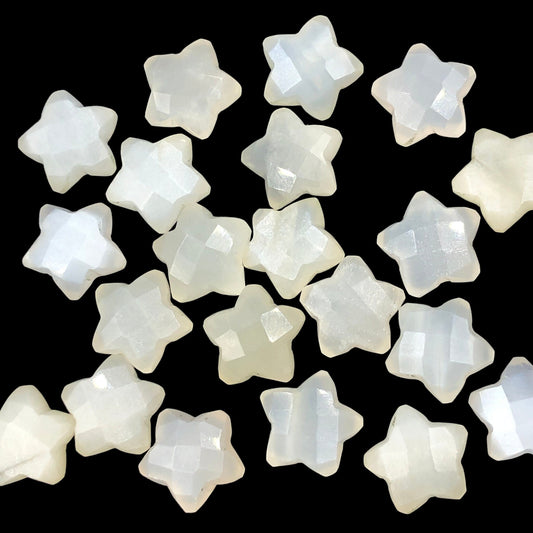 2 Pieces Natural White Moonstone Faceted Star Shape Gemstone, Size 10mm, Hand Carved Briolette Beads, Loose Gemstone For Jewelry, SKU-BBI123