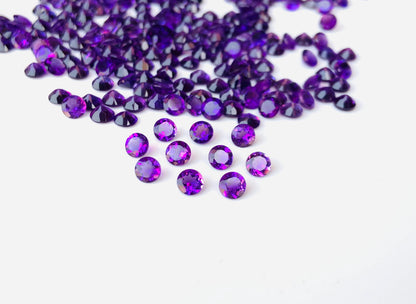 Natural Amethyst Faceted Round Shape Cut Stone CALIBRATED Loose Stone Cut Round Jewelry Making Semi Precious Cut stone for ring gift for her