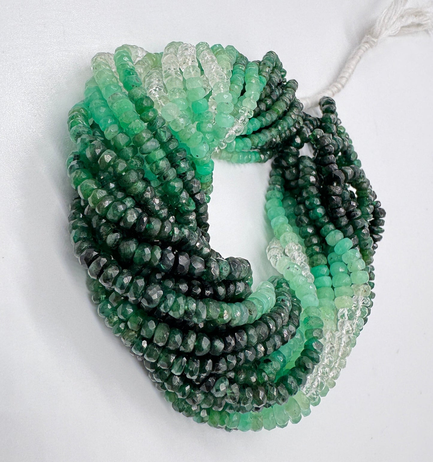 Natural Shaded Emerald Sapphire Faceted Rondelle Beads | 3.5–4.5mm | 16 Inch Strand