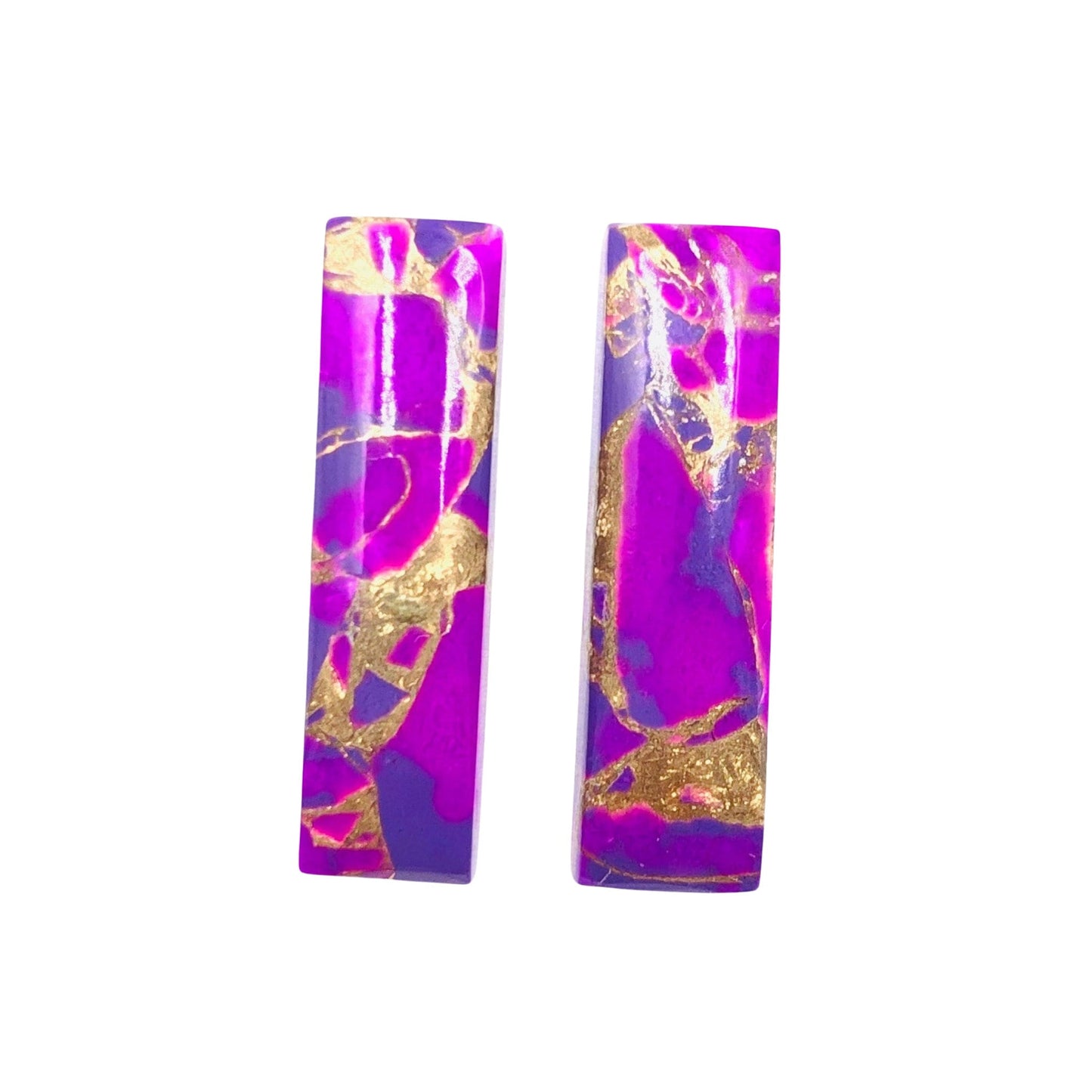1 Pair Purple Copper Turquoise Smooth Long Rectangle Shape Gemstone, Size 7x24mm, Matching Pair Briolette, Earring Making , SKU - BBI1007