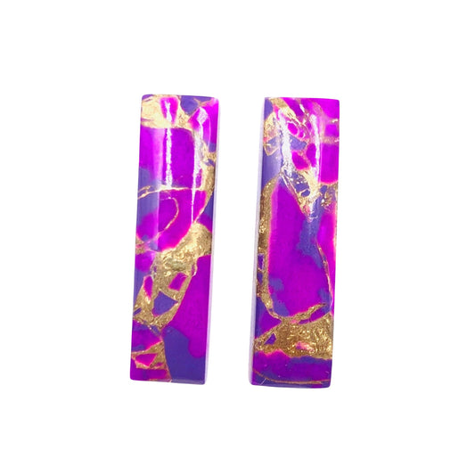 1 Pair Purple Copper Turquoise Smooth Long Rectangle Shape Gemstone, Size 7x24mm, Matching Pair Briolette, Earring Making , SKU - BBI1007