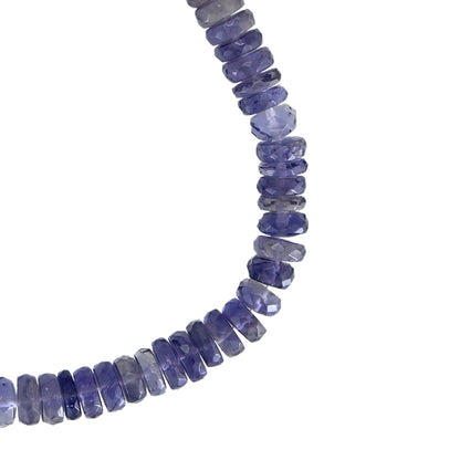 Blue Iolite Gemstone Necklace – 6mm Faceted Tyre Beads, Healing Jewelry for Women