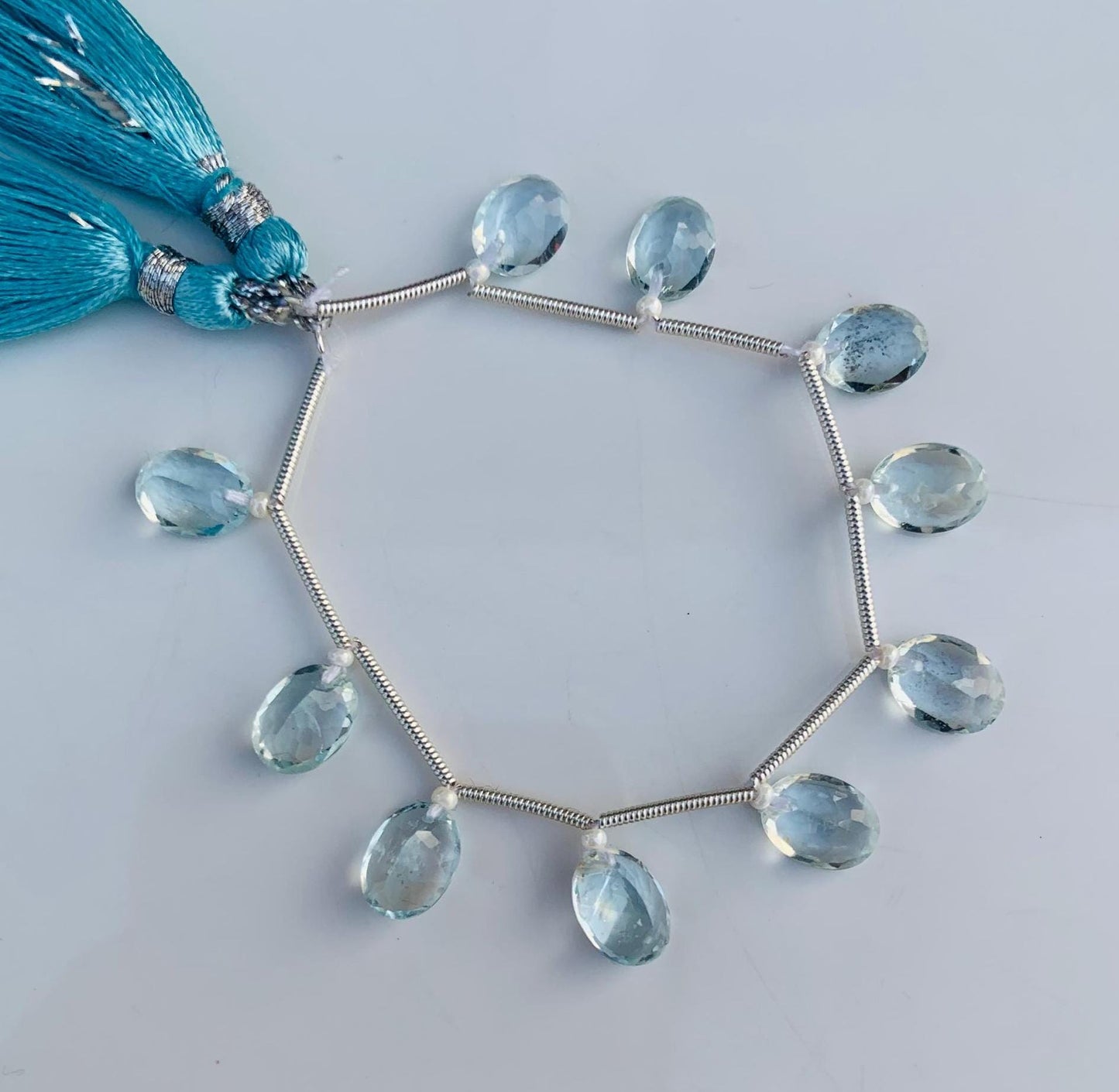 10pcs Natural Swiss Blue Topaz Faceted Oval Cut Gemstone Beads