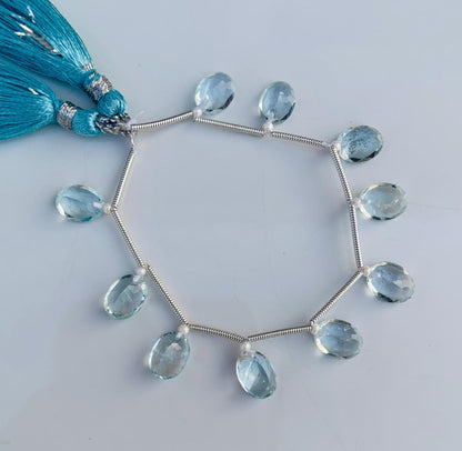 10pcs Natural Swiss Blue Topaz Faceted Oval Cut Gemstone Beads