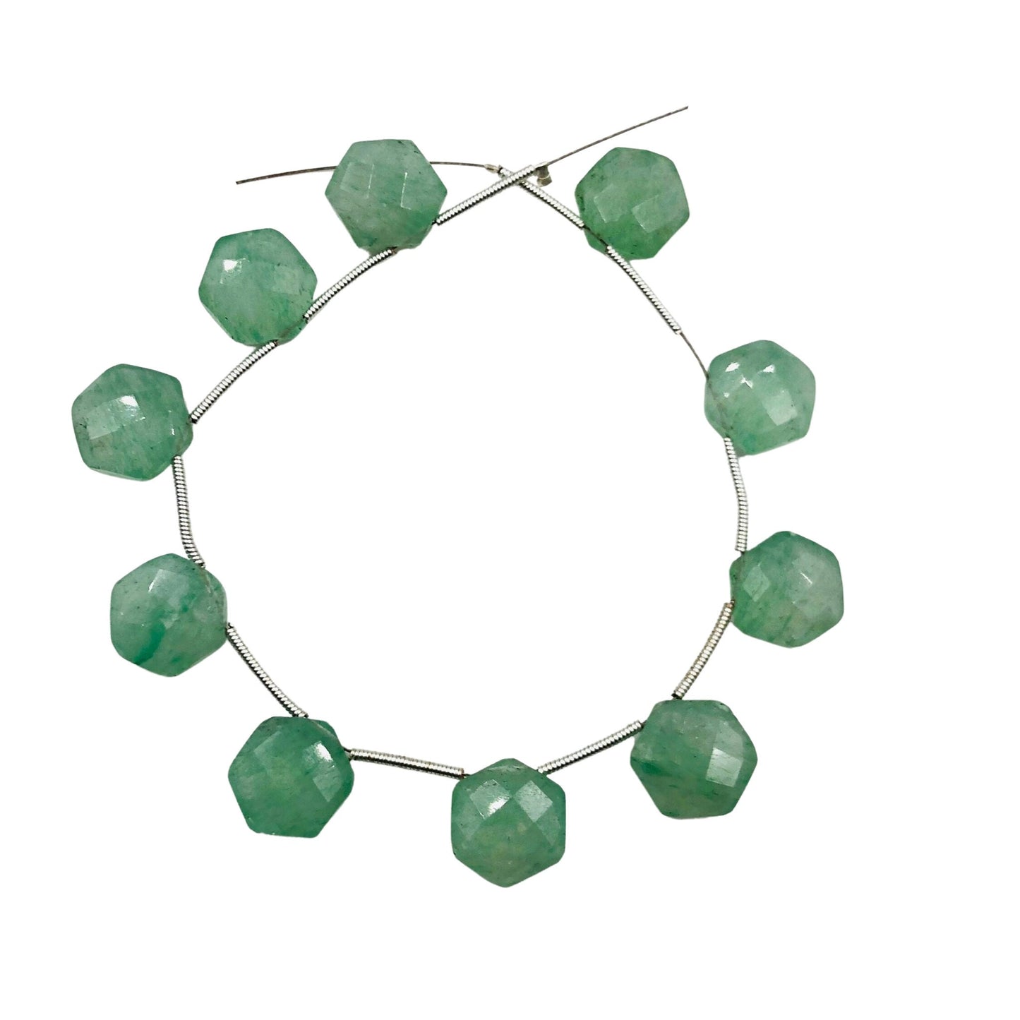 AAA Quality Natural Green Aventurine Faceted Hexagon Shape Gemstone Beads , Size 12mm Side Drilled Beads, Faceted Carved Beads , SKU-BBI1075