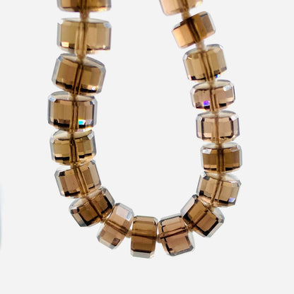 NATURAL Smoky Quartz Graduation Faceted, Tire Shape Gemstone Cabochon Center Drill Beads Line | Genuine Moonstone |Gemstone Beads ! BBI600