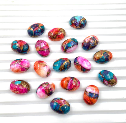 Natural Pink Spiny oyster Smooth Cabochon Gemstone Oval Shape Cabochon for jewelry making Semi Precious Cabochon for Rings Size 10x14mm