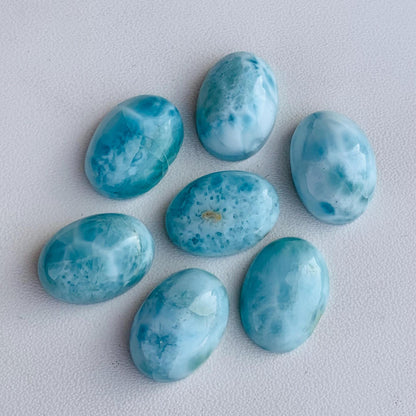 Natural Larimar Smooth Oval Shape Gemstone Cabochon, CALIBRATED Loose Stone Cab, Oval Jewelry Making Cabochon Semi Precious Cabochons