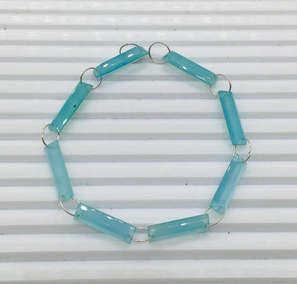 10 Pieces Natural Aqua Chalcedony Baguette Step cut Faceted Gemstone beads Size 20X6X4mm Gift for her Both Side Face Drill Gemstone BBI1129