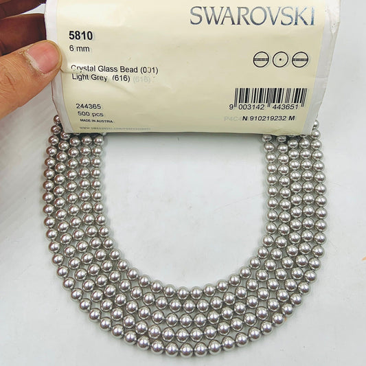 Crystal Light Grey (001 616) Genuine Swarovski 5810 Pearls Round Glass Beads jewelry making | 6mm, 8mm,