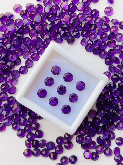 Natural Amethyst Faceted Round Shape Cut Stone CALIBRATED Loose Stone Cut Round Jewelry Making Semi Precious Cut stone for ring gift for her