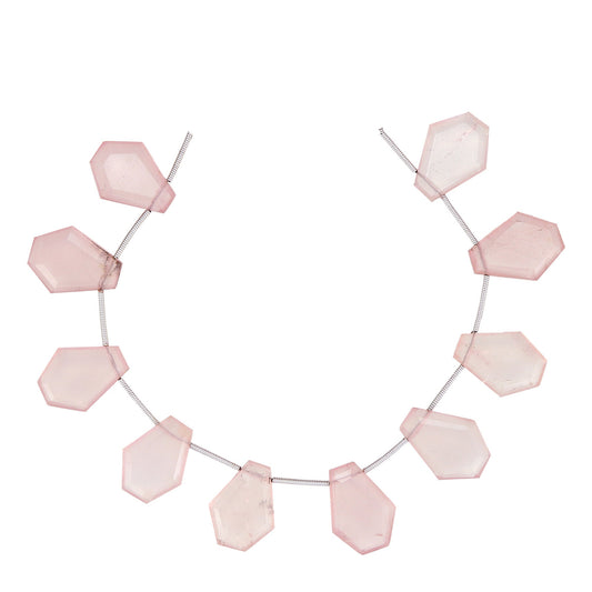 10 pcs Natural Rose Quartz Coffin shape Gemstone Briolette Side Drill Beads | Beads For Jewelry | Wholesale Gemstone beads BBI913