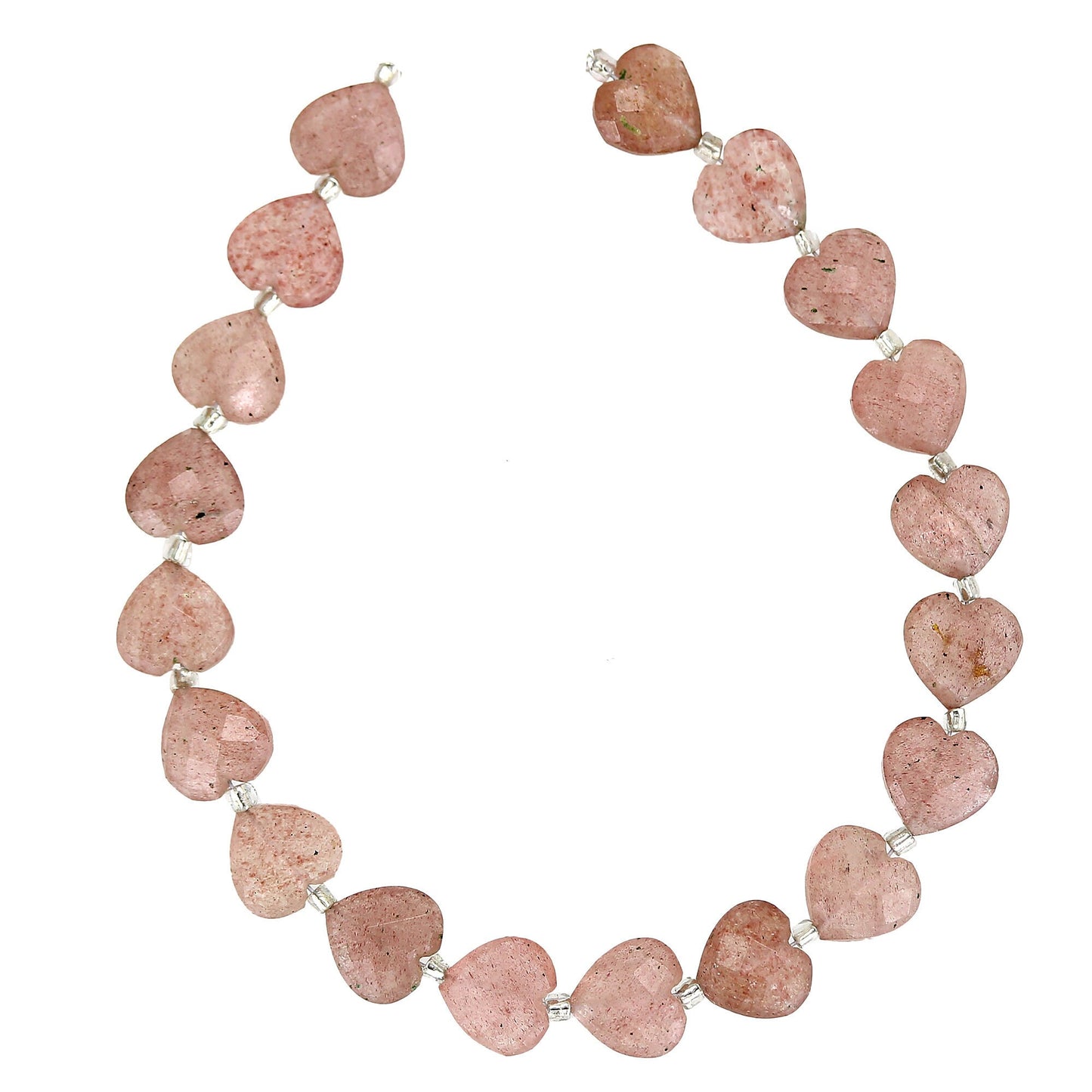 Natural Red Strawberry Quartz Carved Heart Briolette Beads 19 Pcs Jewelry Making Gemstones