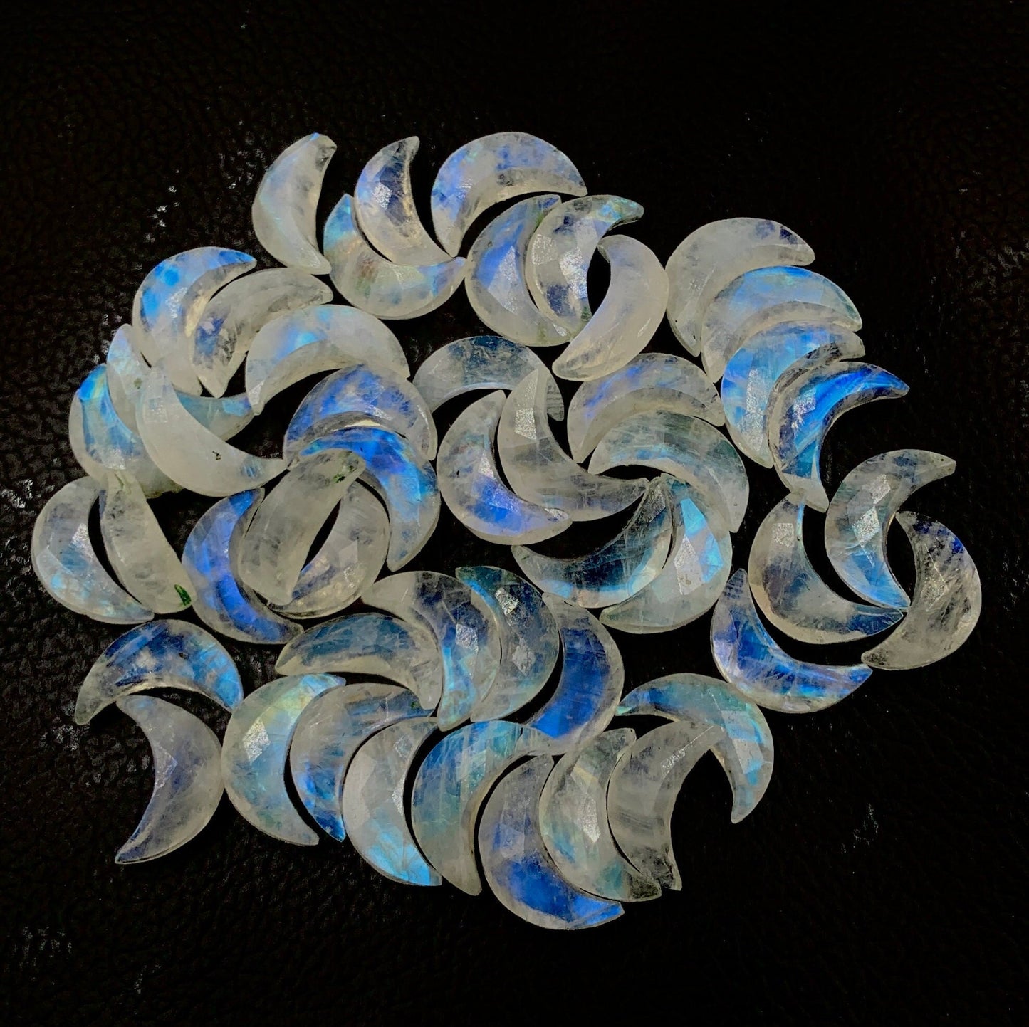 2 Pieces Natural White Rainbow Crescent Moon Shape Gemstone, Carving Gemstone, Hand Carved Briolette faceted Moon Gemstone, Size 7x16mm