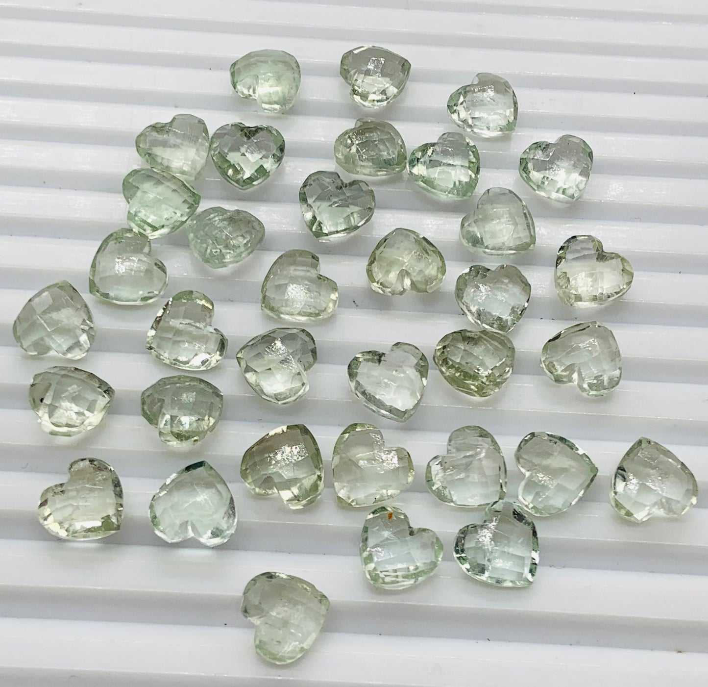 Natural Green Amethyst Hand Carved Heart Shape Loose Gemstone Beads , Carved Heart Shape Gemstone Briolette's ,Loose Beads , 10mm BBI333