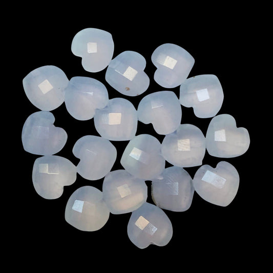 Natural Blue Lace Faceted Carved Heart Shape Loose Gemstone Beads, Carved Heart Shape Gemstone Briolette, Gemstone Beads BBI317