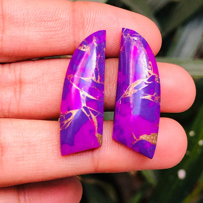 1 Pair Purple Copper Turquoise Smooth Long Fancy Cut Shape Gemstone, Size 10X30mm, Matching Pair Briolette, Earring Making, SKU - BBI1024
