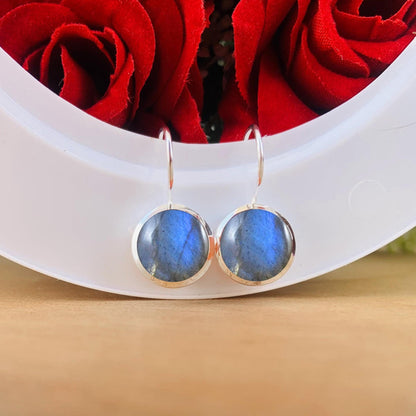 Labradorite Earrings – Sterling Silver And Vermeil Gold Earrings – Handmade Simple Silver Jewelry – Perfect Gift for Her – E-0041