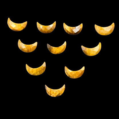 Natural Tiger Eye Faceted Loose Gemstone Crescent moon , Carving Gemstone, Natural Gemstone, Moon Shape Loose Gemstone, 6x16mm  BBI006