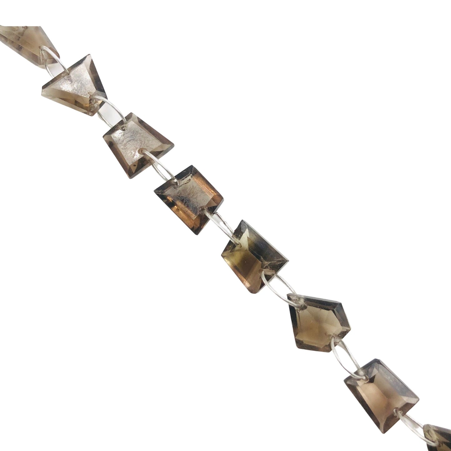 12 Pieces Natural Smoky Quartz Faceted Pentagon Cut Stone Beads, Double Drill Beads Strand, AAA Quality Smoky Quartz Beads, SKU-BBI740