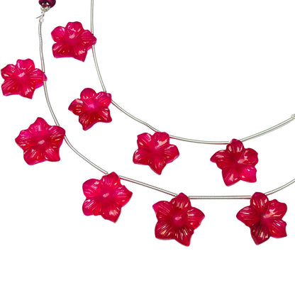 4 Pieces Beautiful Red Wine Quartzite Carved Flower Shape Briolette Side Drill Beads handmade Carved gemstone Size-16X16X4mm