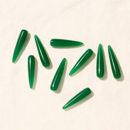 1 Pair Natural Green onyx Smooth Drop Shape Gemstone, Handmade Matching Pair beads, Matched Drops Pairs for Jewelry Making Size - 7x30mm