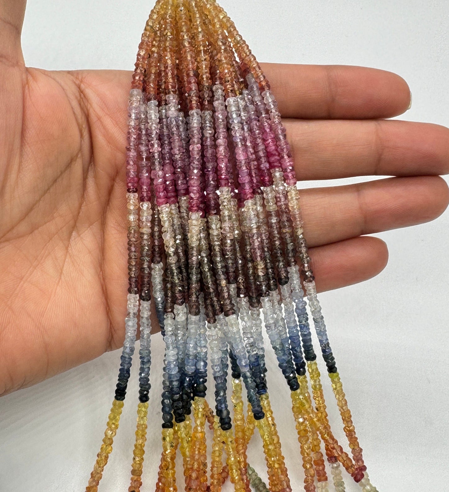 AAA+ Multi Sapphire Faceted Rondelle Beads | 3mm | 16 Inch Strand