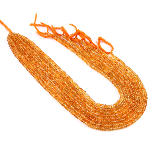 Natural Citrine Faceted Rondelle Beads 3–4mm | 13 Inch Strand Citrine Gemstone