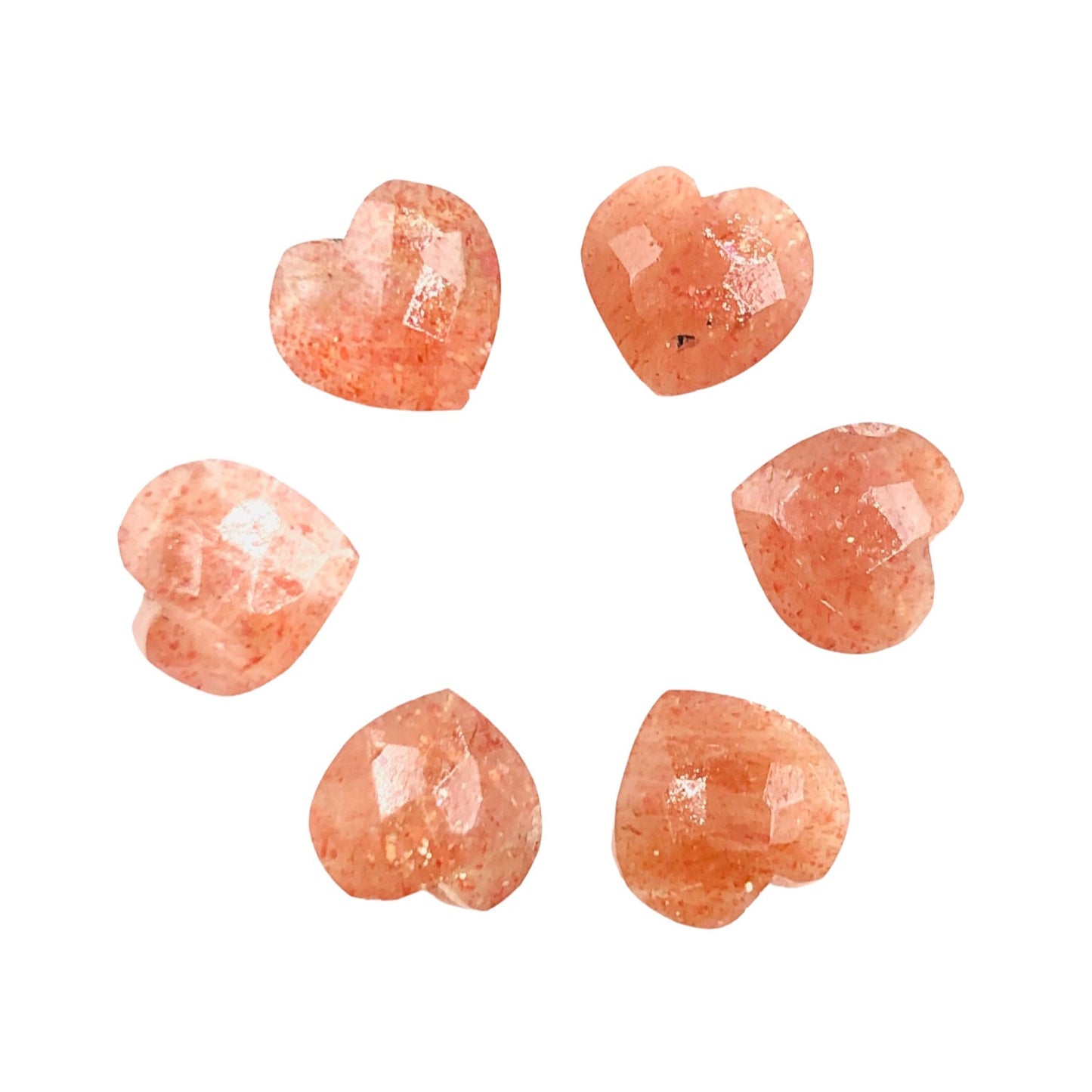 2 Pieces Natural Orange Sunstone Hand Carved Heart Shape Gemstone, Faceted Heart Shape Briolette , Size 10mm, Jewelry Supplies, SKU-BBI303