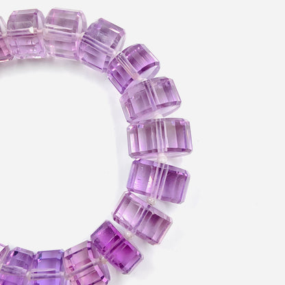 Natural Pink Amethyst Faceted Tyre Beads 15" Strand