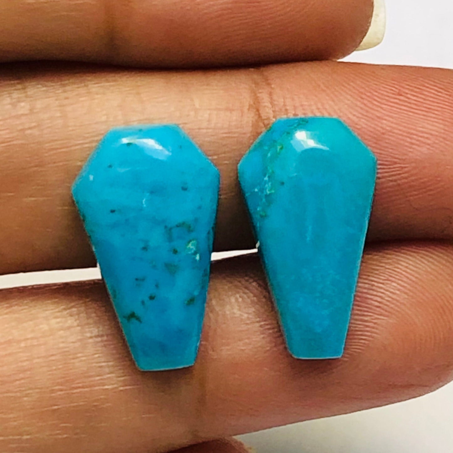 1 Pair Howlite Turquoise Smooth Cut Coffin Shape Gemstone, Size 11X18mm, Matching Pair Briolette, Earring Making , SKU - BBI984