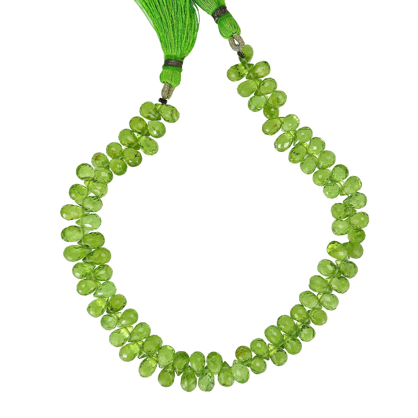AAA+ Peridot Teardrop Briolette Beads | 5x7mm to 5X8 Drops | Natural Peridot Semi Precious Gemstone Faceted Teardrop for Jewelry BBI826
