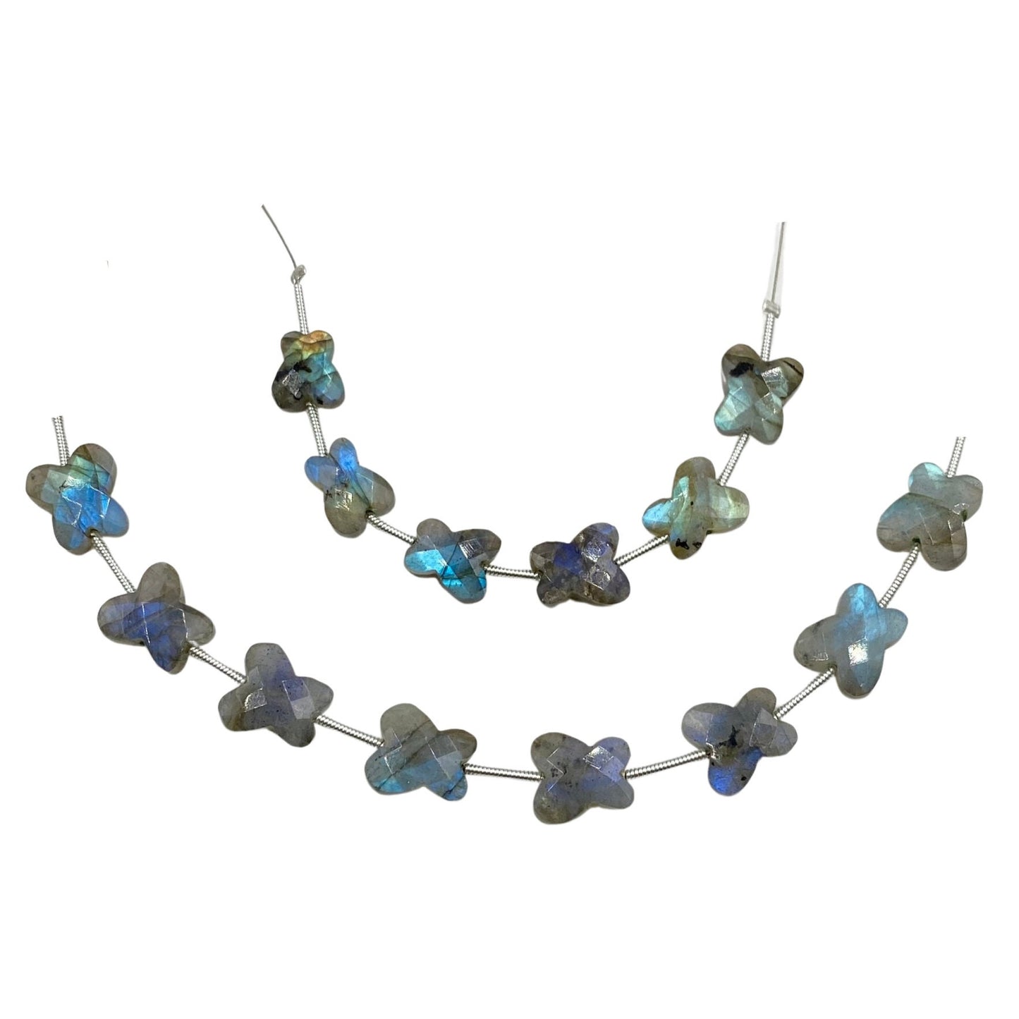 Natural Labradorite Butterfly Beads – Faceted Blue Flash Gemstone Strand (6 Inch)